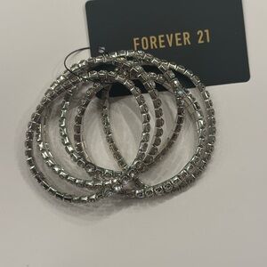 Forever 21 Silver Crystal Bracelet Set